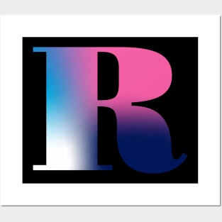 Capital Letter R Monogram Gradient Pink Blue White Posters and Art